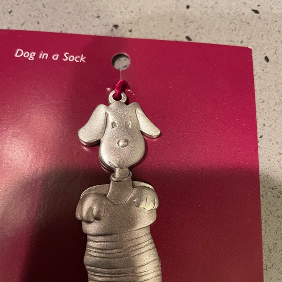 Amos Pewter Dog in Stocking ornament - Picture 4 of 5